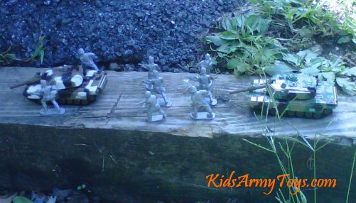 Toy Army Tanks In Action